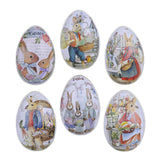 Maxbell 6Pcs Metal Easter Egg Candy Tin Bunny Rabbit Eggshell for Home Decoration