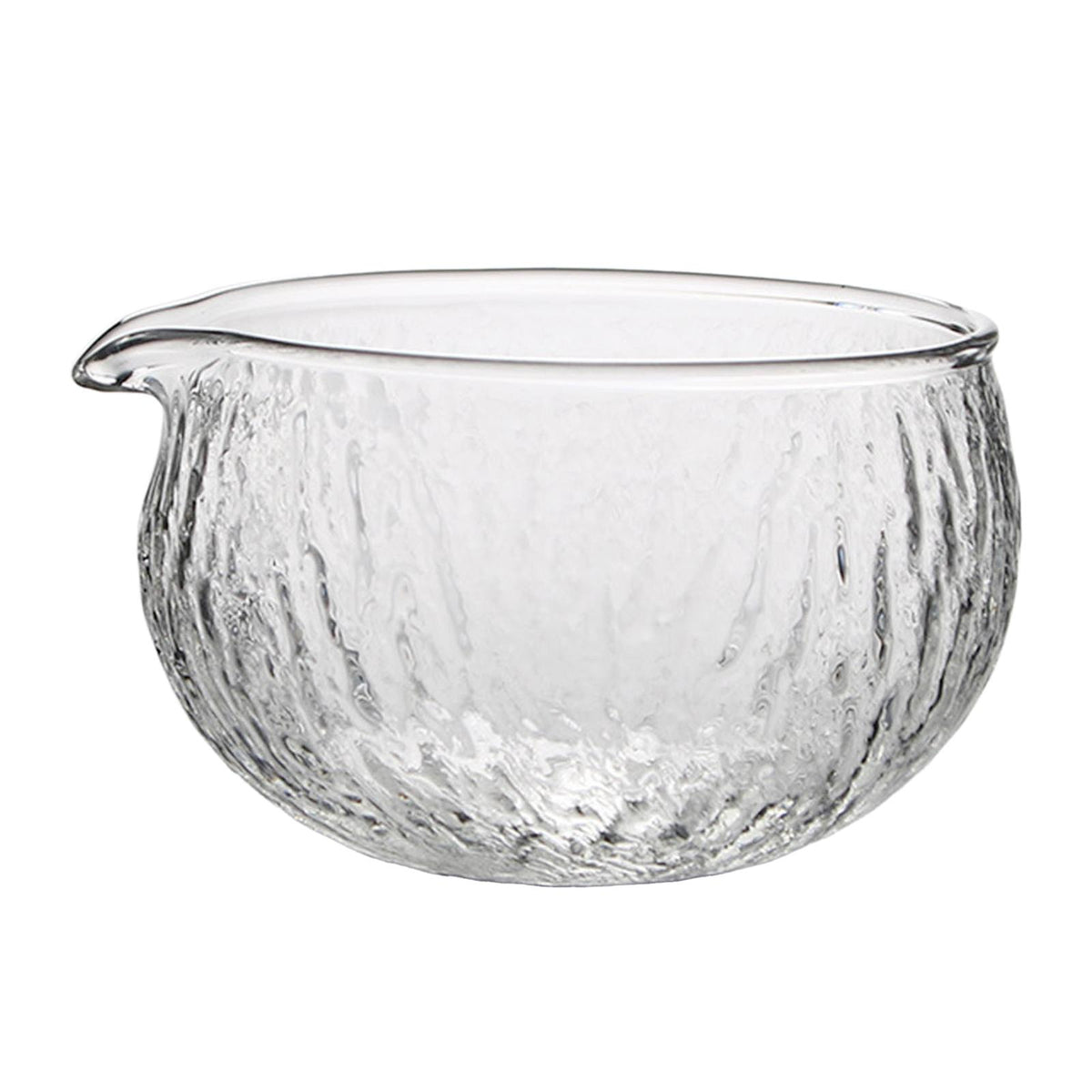 Maxbell 500ml Clear Textured Glass matcha bowl Cups With Pouring Spout