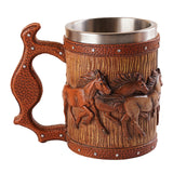 Maxbell Simulation Wooden Barrel Beer Mug Resin Tea Cups for Restaurant Bar Beverage