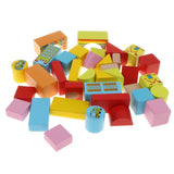 Maxbell 46PCS Wooden Geometry Cognitive Blocks Stacking Game Kids Toy - City