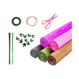 Maxbell Crepe Paper Flower DIY Kits with Floral Stem Wire Gift Wrapping Party Favor Style C