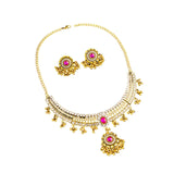Maxbell Vintage Necklace Earring Set Gorgeous Trendy for Prom Anniversary Party Rose Red Gem