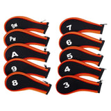Maxbell 10Pcs Golf Iron Headcover Set Golf Club Head Cover Putter for Outdoor Sports Orange and Black