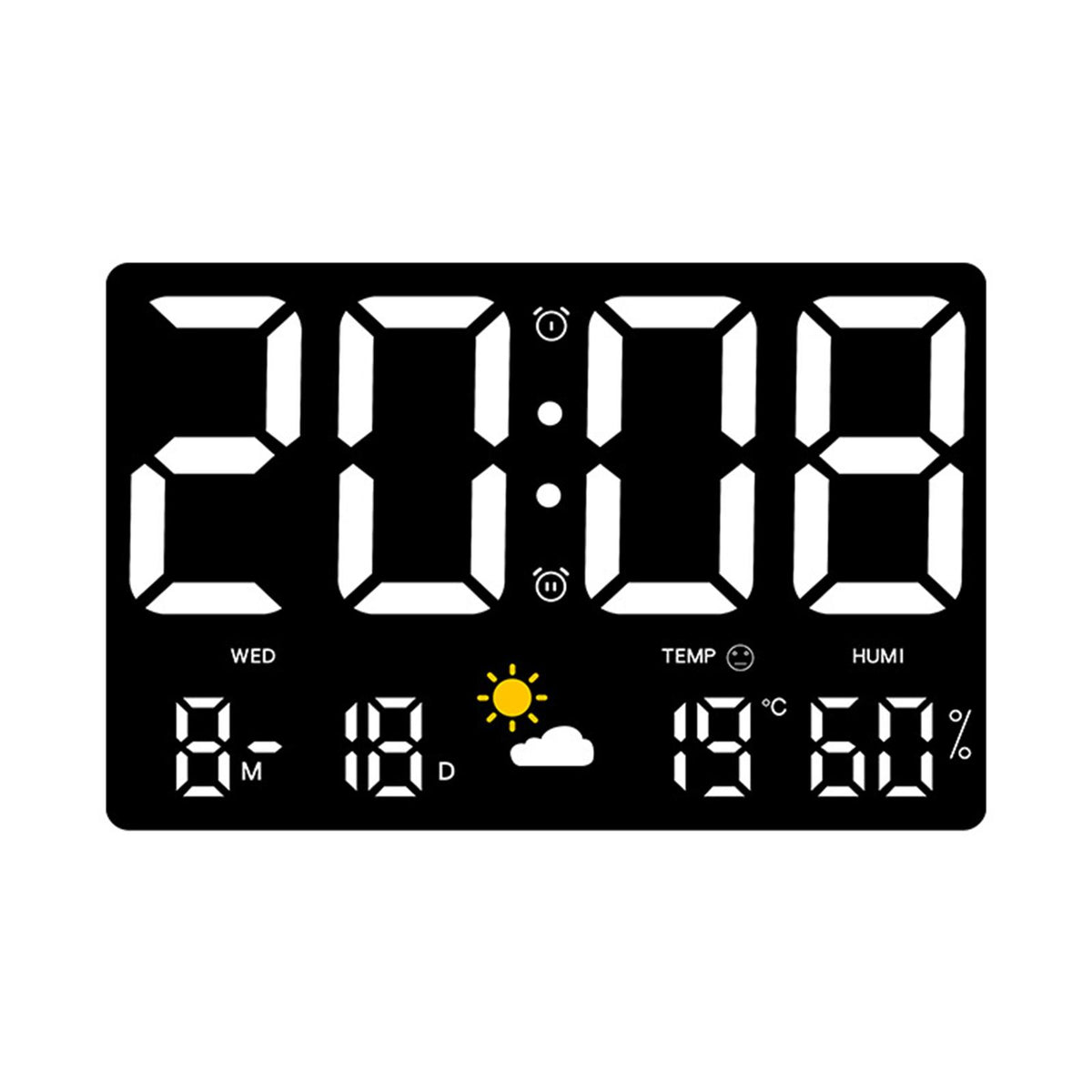 Maxbell Digital Alarm Clock with Day and Date Calendar Clock for Studio Beside Hotel White LED