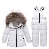 Maxbell Baby Girls Boys Winter Hooded Down Coat Jacket Bib Pants 2Pcs SetL White