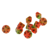 Max Multi-Sided Dice Noctilucent D10 Dice Set for D&D TRPG Game Orange+Green