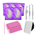 Maxbell False Eyelashes Extensions Kit Eye Gel Pad Micro Brushes Tweezers Set Pink