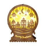 Maxbell Christmas Luminous Wooden House Creative Decorative for Home Style D