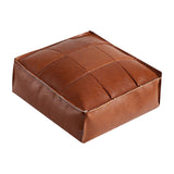 Maxbell Soft PU Leather Moroccan Pouf Handmade Ottoman Foot Rest for Kids Under Desk Orange Yellow