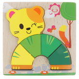 Maxbell Montessori Wooden 3D Animals Jigsaw Puzzle Board Kids Toys Gift Cat