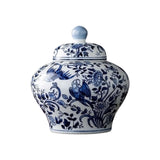 Maxbell Ceramic Ginger Jar with Lid Vase Traditional Chinoiserie for Home Pot Belly Jar