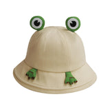 Maxbell Frog Bucket Hat Cute Party Hat Adjustable Wide Brim for Dress up girls Khaki