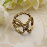 Maxbell Lady Unique Triple-Ring Silk Chiffon Scarf Clips Rings Holder Jewelry Gold