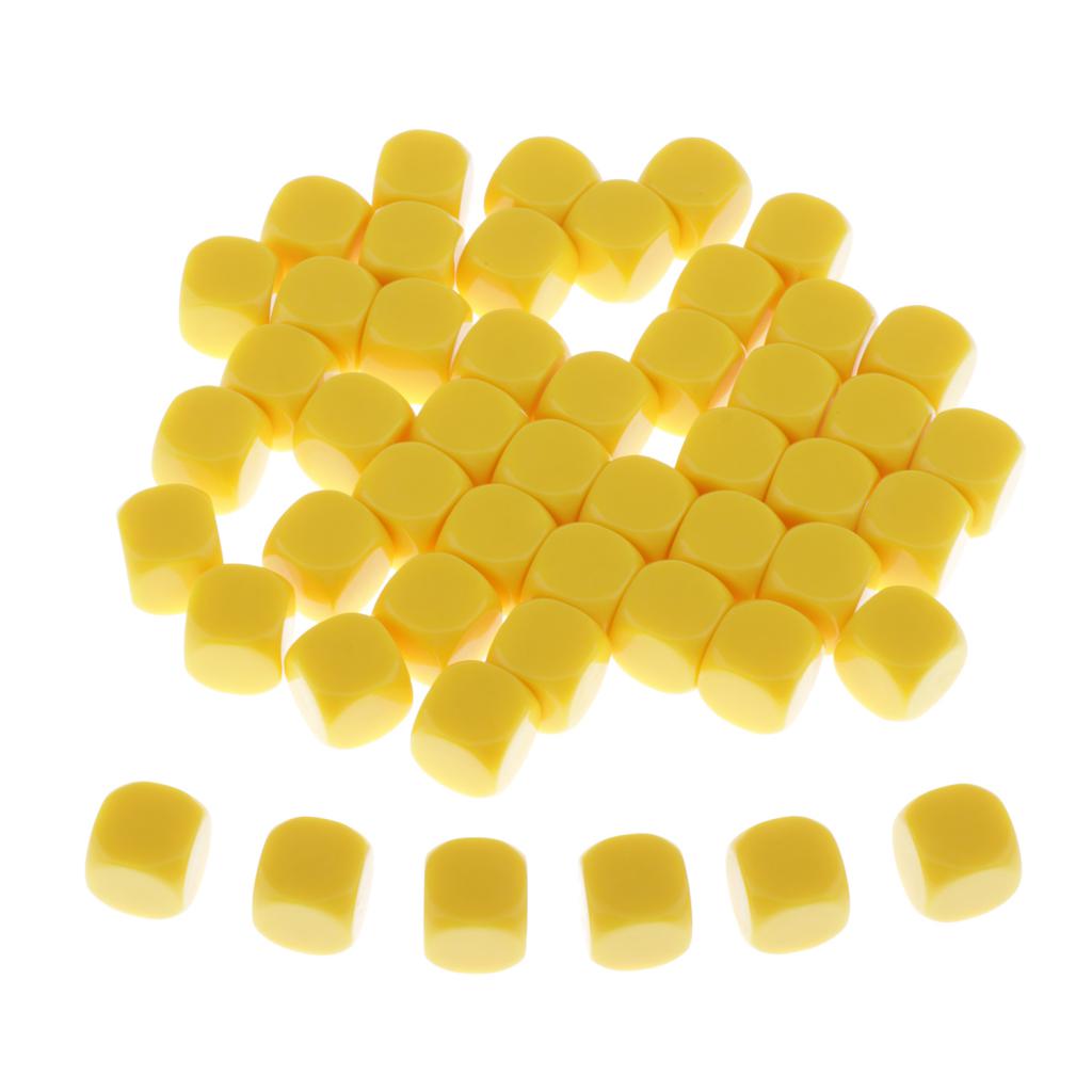 Max 50pcs Round Edge Blank Dices D6 Six Sided RPG Gaming Dice Gift Yellow