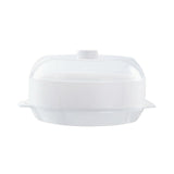 Maxbell Microwave Food Steamer Stackable Food Container for Vegetables Kitchen Fish white single layer