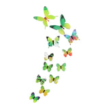 Maxbell 12Pcs Butterfly Stickers Garden Decoration Luminous 3D Butterfly Wall Decals Green