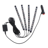 Maxbell 4 Pieces 12 LED Car Auto Strip Light Decorative Lamps Interior Multi-colour