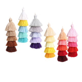 Maxbell 6Pcs Colorful Bohemian Pompom Tassel Bag Charms Key Chain Key Ring Pendant