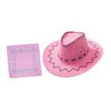 Maxbell Cowgirl Cap with Bandana Set Wind Lanyard Cowboy Hat for Party Celebration Light Pink