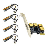 Maxbell Maxbell Pci-E Adapter Card 1x to 4 Ports Durable Accessory Portable for Windows 10 7 Black Yellow