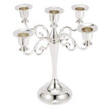 Max 5-Candle Metal Candelabra Candlestick 10'' Candle Holder Candle Stand Silver