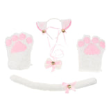 Maxbell Cat Cosplay Set Plush Gloves Kitten Ear Tail Collar Paws Party Costume White - Aladdin Shoppers