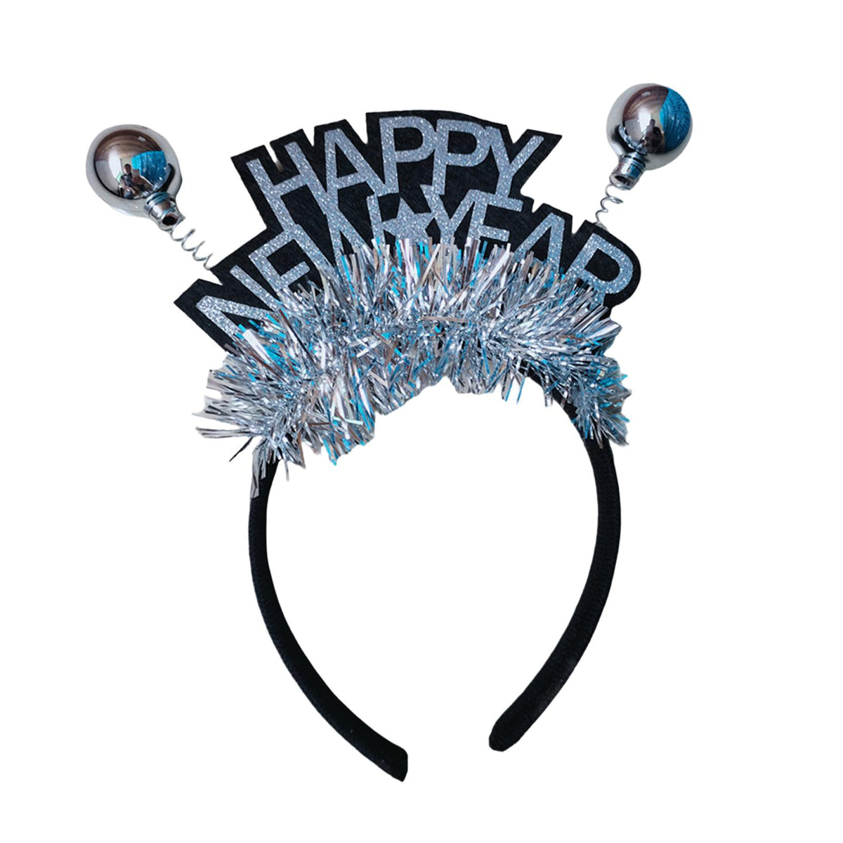 Maxbell 2023 Happy New Year Headband Unisex Hair Hoop for Birthday Holiday Child Argent