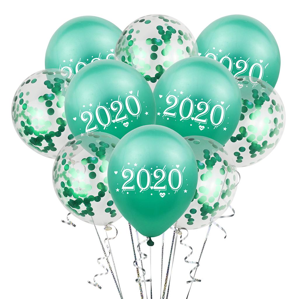 Maxbell 10xDurable Natural Latex Confetti Numbers 2020 Balloons 4 Color  Green
