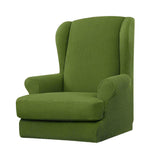 Max Jacquard Stretch Wing Back Armchair Cover Wingback Sofa Slipcover Green