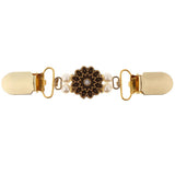 Maxbell Antique Gold Cardigan Clip Shawl Shrug Sweater Collar Clasp Gold Flower