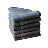 Maxbell 6Pcs Cotton Men's Handkerchiefs Soft Stripe Checkered Pattern Pocket Squares
