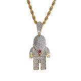 Maxbell 18K Gold Hip Hop Iced Out Spaceman Pendant Necklace Sweater Chain Choker