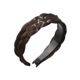 Maxbell Hair Braided Headband Headdress Wig Elastic Hair Bands for Women Girl Ladies Dark Brown