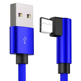 Max 90 Degree Fast Charging Type C USB Fast Data Sync Charger Cable 1.2m Blue