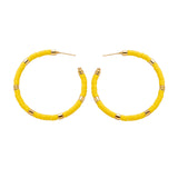 Maxbell C Shaped Hoop Earrings Round Soft Pottery Bohemian for Girls Teens Yellow