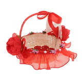 Maxbell Rattan Lace Peal Wedding Basket Flower Crystal Basket Party Decors Red