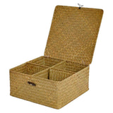 Max Rectangular Woven Basket Seagrass Decorative Storage Box Organizer yellow