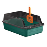Maxbell Cat Litter Box Litter Tray Open Top Semi Enclosed Durable 18L Large Capacity Dark Green