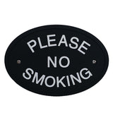 Max Black Oval Statement Plaque Outdoor Garden Wall Sign PLEASE NO SMOKING