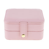 Maxbell Portable Leather Double Layer Travel Earrings Jewelry Box Storage Pink