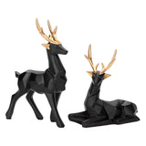 Maxbell Reindeer Resin Sculpture Craft Couple Deer Statue for Home Anniversary Black