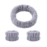 Maxbell Face Wash Headband and Wristband Set Washing Face Microfiber Makeup Headband Gray
