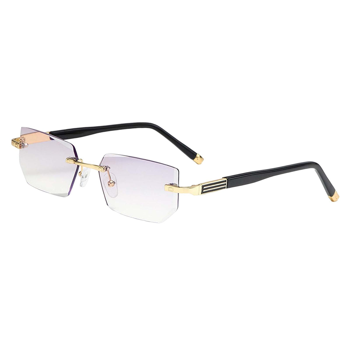 Maxbell Blue Light Glasses rectangle Rimless for Unisex Computer Men Woman Aureate 4.0X