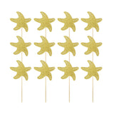 Maxbell 12pcs Glitter Cakecup Toppers Ocean Creature Cake Topper Golden