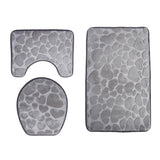 Max 3 Pieces Non-slip Bath Mat Contour Rug Toilet Lid Cover  Heart-Grey