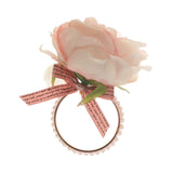 Maxbell Artificial Flower Napkin Rings Rustic Napkin Ring Holders for Luncheons Pink