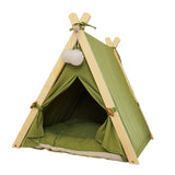 Maxbell Soft Pet Tent Nest Nonslip Puppy Warm Cave with Pad Washable Basket Winter Green