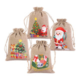 Maxbell 4x Christmas Burlap Gift bags Christmas Sacks for Party