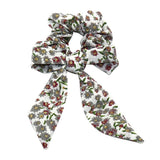 Max Womens Bowknot Hair Scrunchies Floral Scrunchie Scarf Hair Ties White