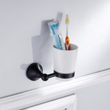 Maxbell Bathroom Wall Mounted Round Single Tumbler Cup Holder with Cups Set  Black